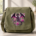 Multi-Pocket Crossbody Vintage Messenger Bag - "Rose Dragon"